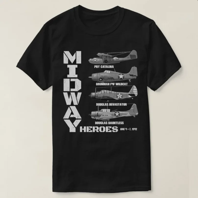 

The Battle of Midway American WW2 Planes T-Shirt 100% Cotton O-Neck Summer Short Sleeve Casual Mens T-shirt Size S-3XL