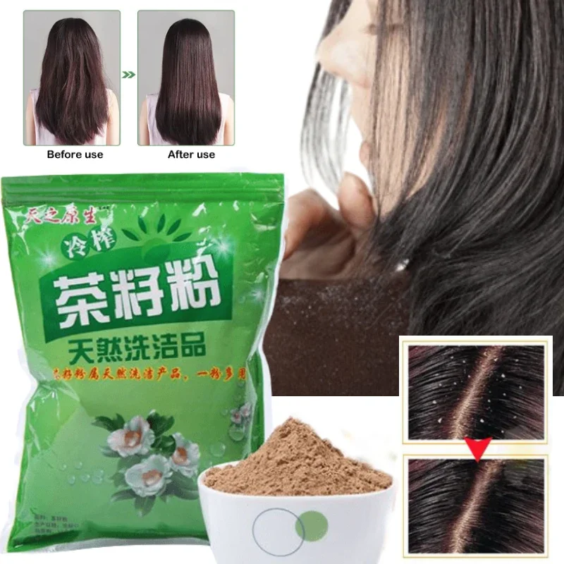 Natural Tea Seed Powder Mild Cleansing Anti-dandruff Nourishing and Hair Care Black and Shiny Hair Anti-hair Loss Shampoo 500g