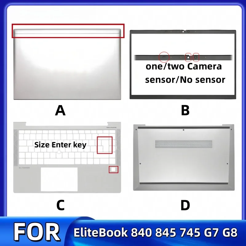 

QMXD® New For Elitebook 740 845 745 840 G7 G8 LCD Back Cover/Bezel cover/Palmrest Cover/Bottom Cover/Shaft/Silver ABCD Shell