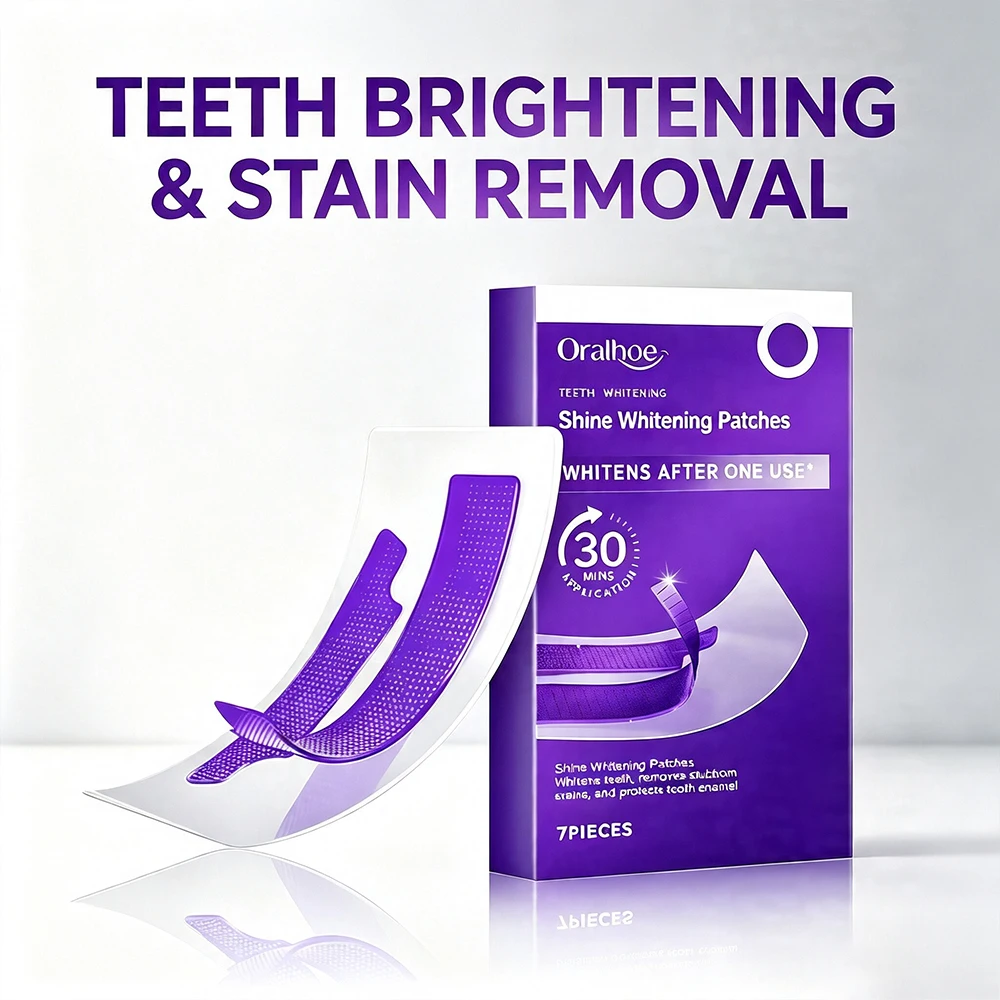 Purple Teeth Whitening Strips Remove Surface Stains Brighten Yellow Teeth Gentle Oral Care Easy Use
