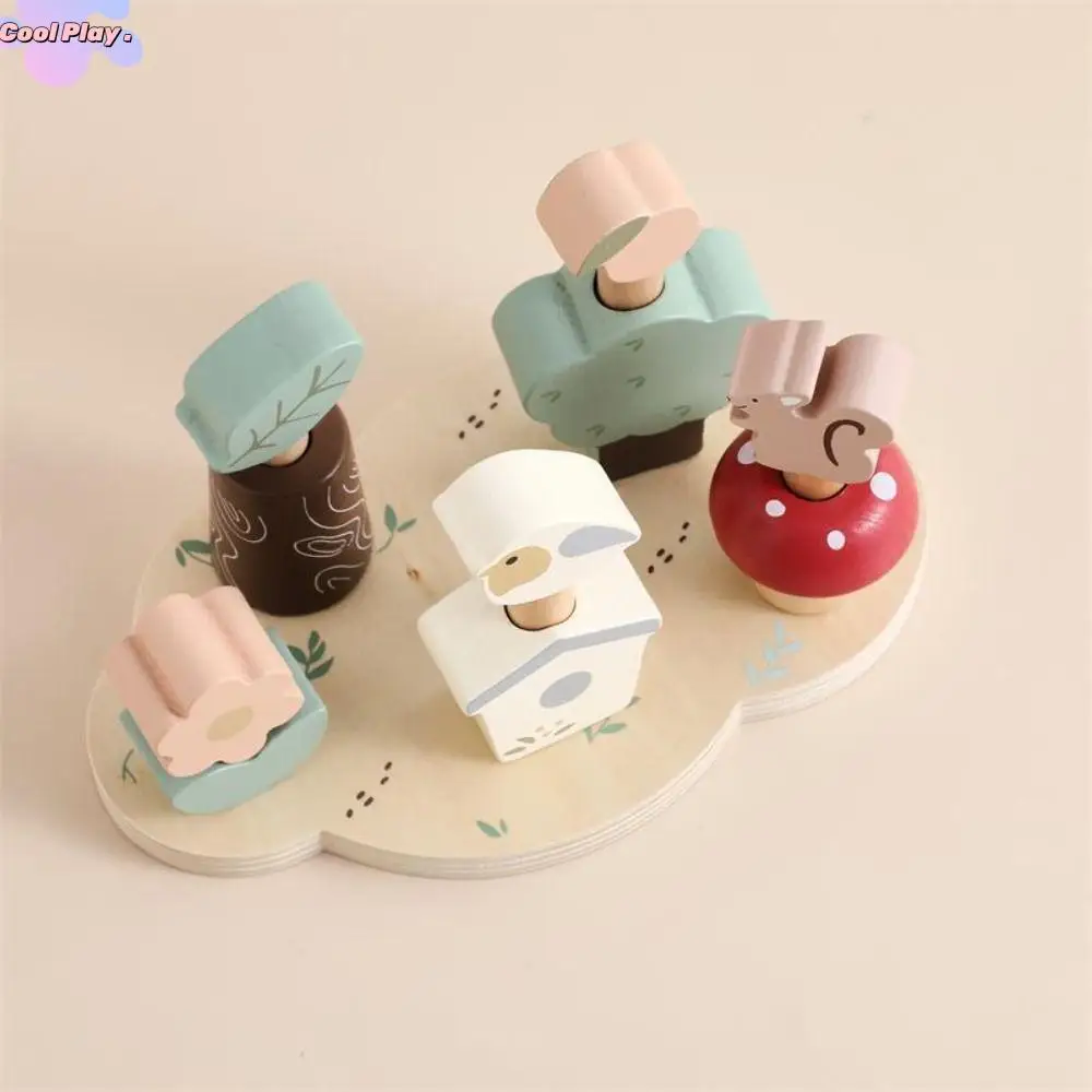 

Wooden Forest Animal Jumping Toys Puzzle Animal Jigsaw Toddlers Stacking Blocks Toy Interactive Matching Toys