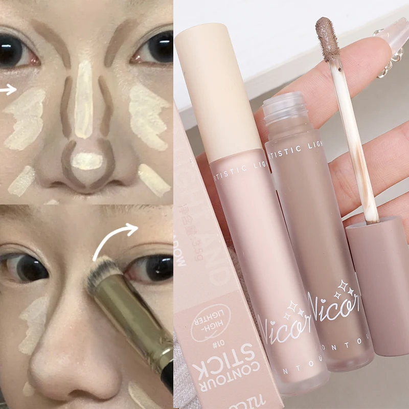 Liquid Contouring Bronzer Stick Waterproof Matte Natural Grey Brown Brighten Nose Shadow Highlighter Cream Face Makeup Cosmetics