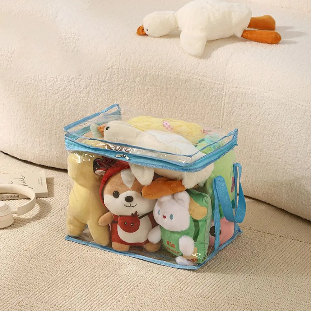 New PVC Toy Storage Box Multifunctional Large Capacity Transparent Doll Organizing Bag Dustproof with Handle Book Storage Bag