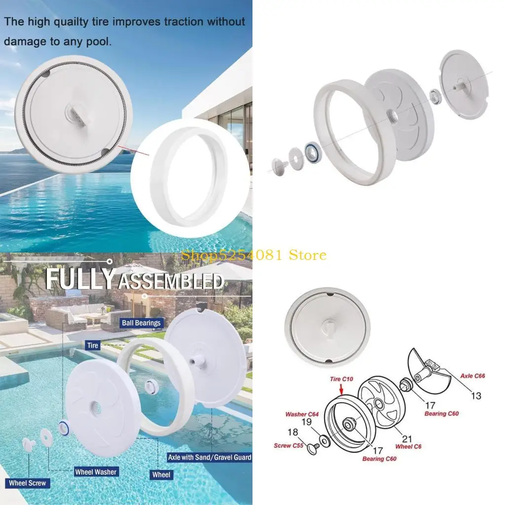 AXYC Full Wheel Replacement Heavy Duty Pool Cleaner Wheel With Tire Bearings Assembly For 280 480 Automatic Pool Cleaner
