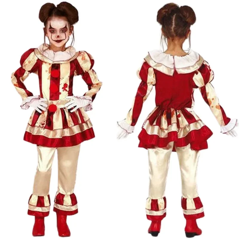 

10pcs/set Children Cosplay Girls Joker Cosplay Dress Horror Clown Collar Halloween Carnival Party Cosplay Costumes