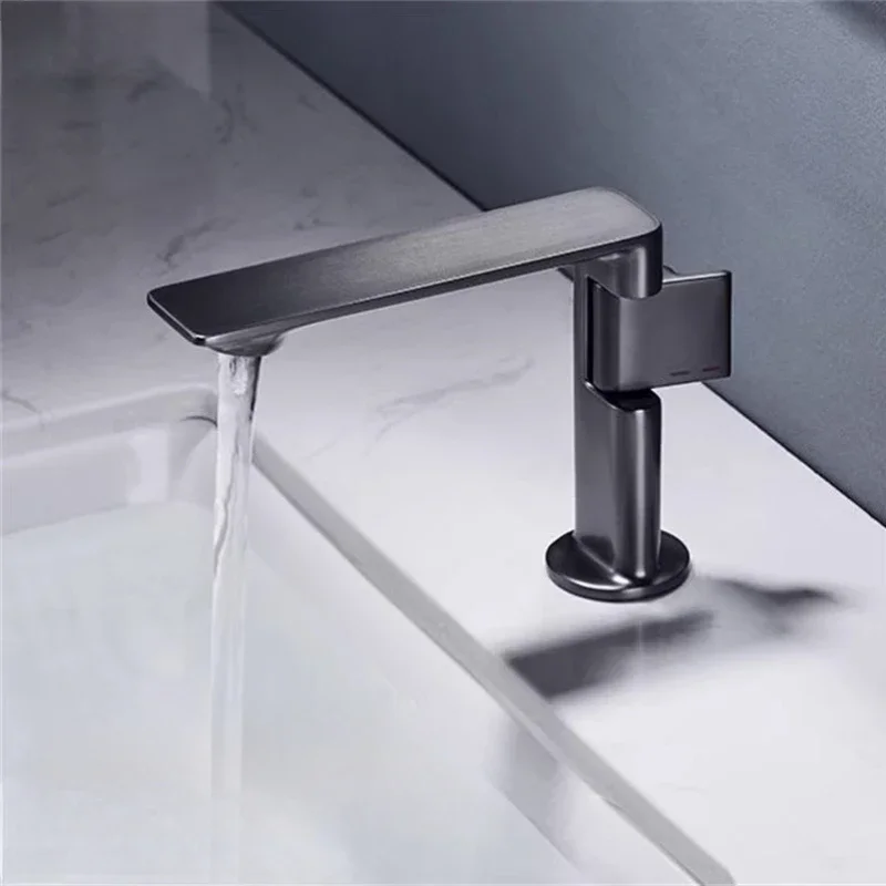 Gunmetal grey bathroom hot and cold water faucet all copper wash basin sink basin wash basin sink faucet