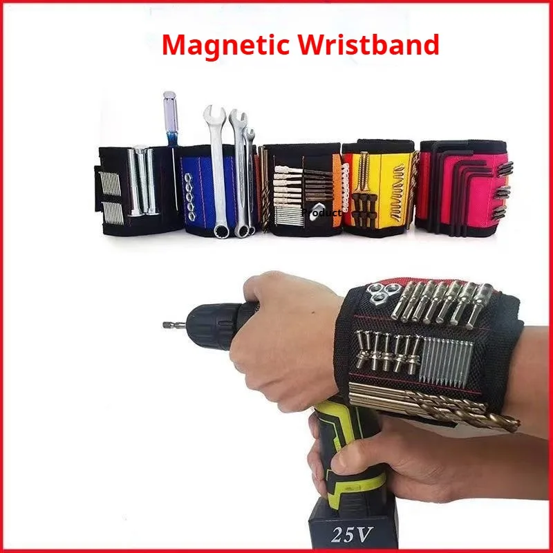 Magnetic Wristband for Holding Screws,Nails,Drilling Bits,Wrist Tool Holder Belts with Strong Magnets,five Rows of Ten Magnets