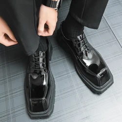 Original Design 2024 S/A New British Style Patent Leather Shoes For Men's Black Hombre Daily Business Casual Dress Hight Quality