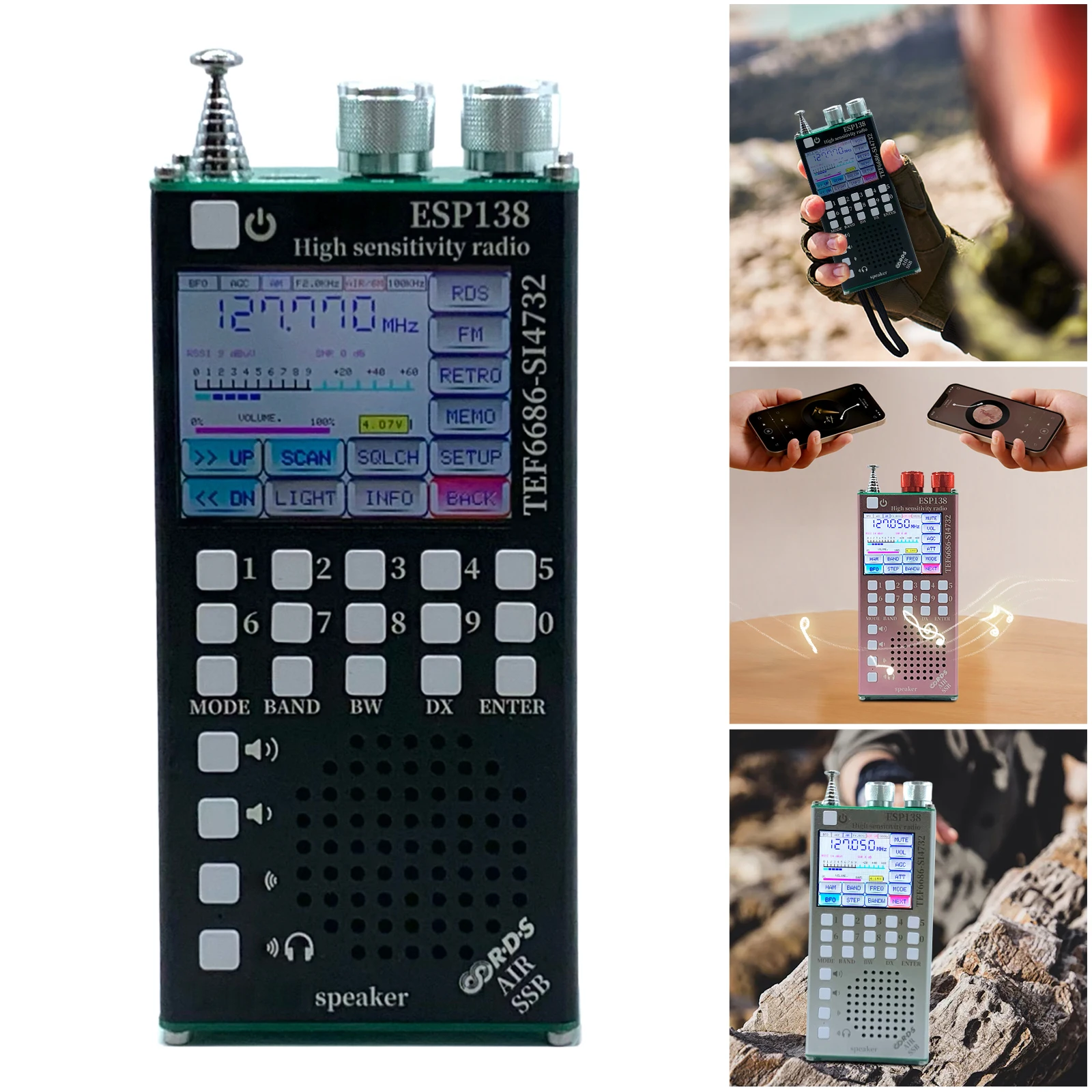 أوضاع مزدوجة متعددة الوظائف راديو BT ESP138 ESP32 SI4732 RDS عرض البيانات راديو Type-C شحن لمكبرات الصوت المتوافقة مع البلوتوث
