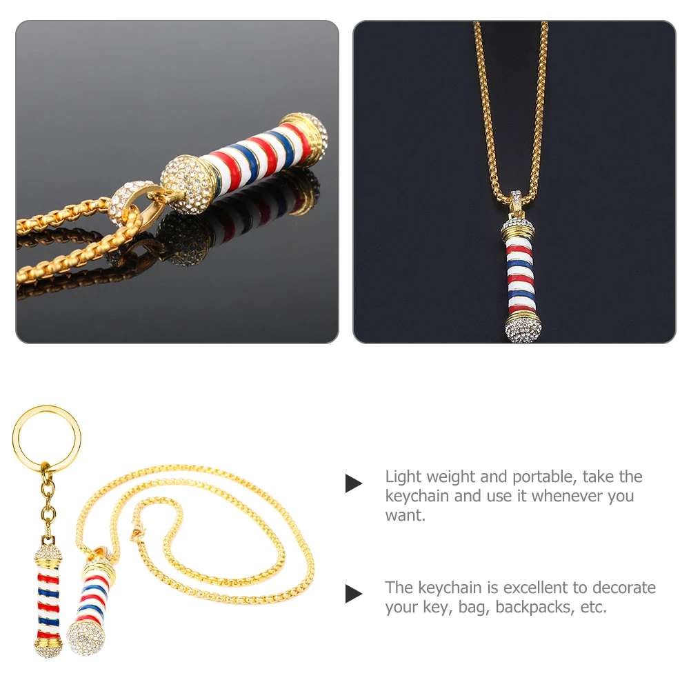 

Turning Light Necklace Key Chain Bracelet Barber Keychain Chains Pendant Men Alloy Hairdresser Dad
