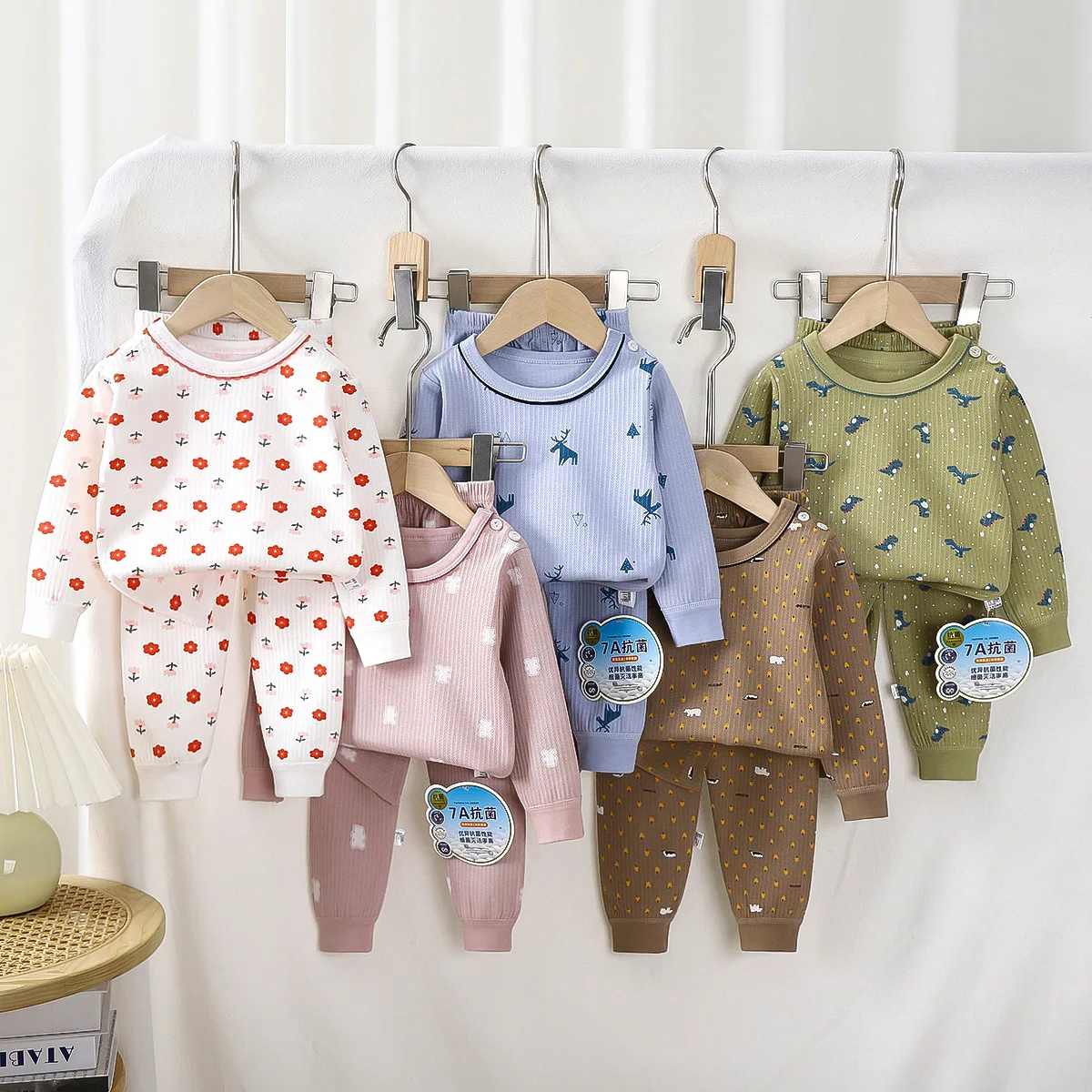 

2-Piece Set Soft Cotton Pajamas Children Boys Girls Baby Spring Autumn Cartoon Long Sleeve Home Sleepwear Set 1-10Y