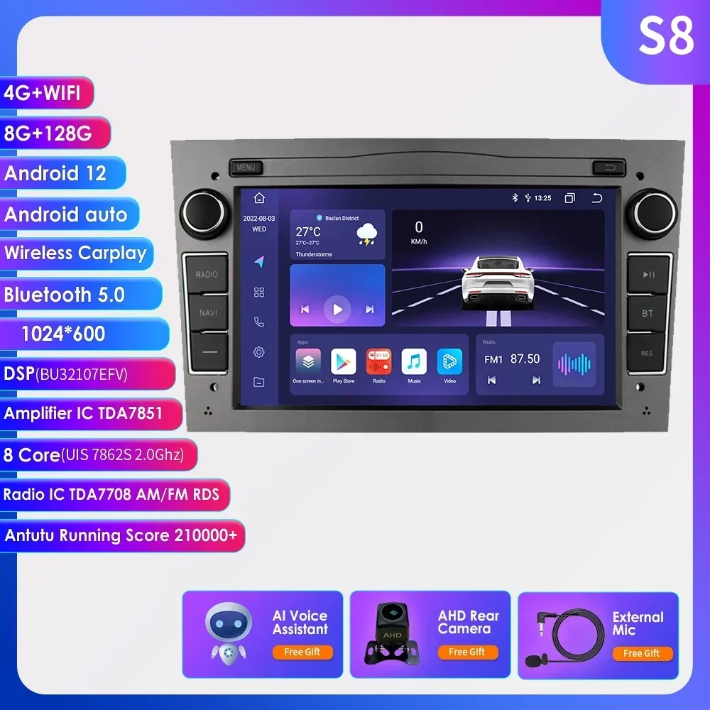 Android Car Multimedia per Opel Astra H Corsa C Vectra Antara Zafira Vivaro Meriva Combo 2004 Signum Vauxhall 7862 8CORE Player