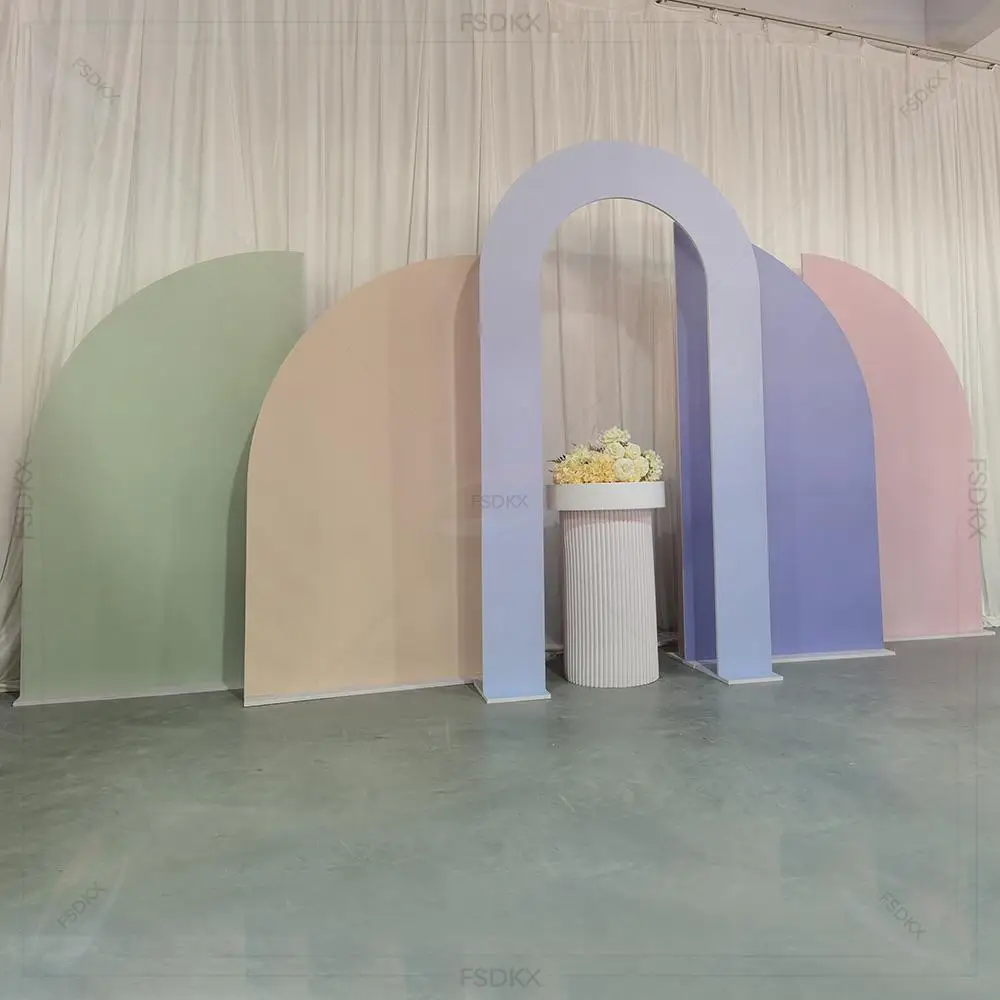 Factory Wedding Arch White and Pink Flower Panel Arches 5 Pieces Stand Backdrop