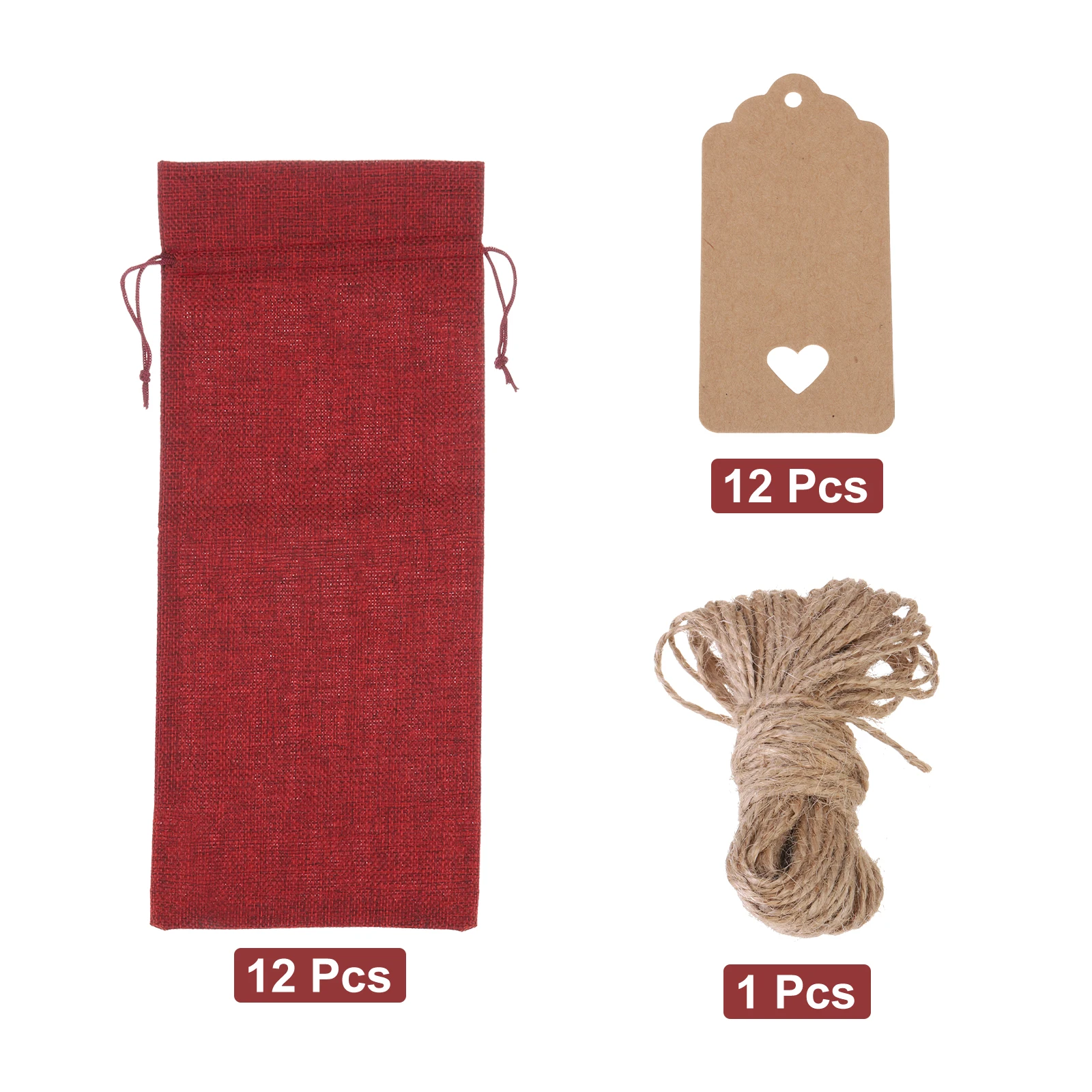 12pcs Burlap Wine Bags Gift Tags Reusable Wine Gift Bag Pouches with Drawstrings Wine Bottle Bags for Wedding Christmas Party