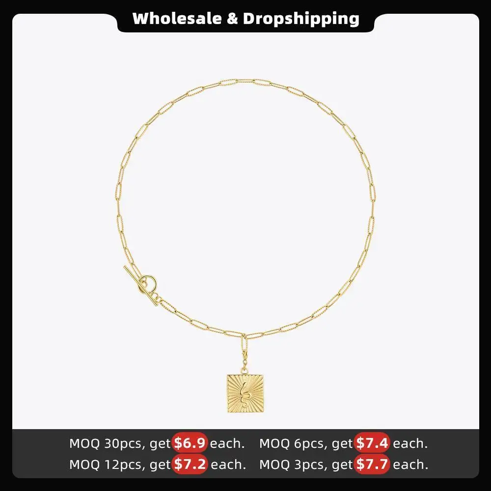 ENFASHION Snake Square Necklaces For Women Fashion Jewelry Colar Feminino Gold Color Stainless Steel Necklace Halloween P213269