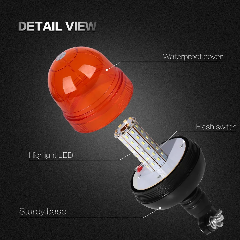 

Warning Light Construction Vehicle Flash Light with ABS Base Waterproof Power 60W Color Amber