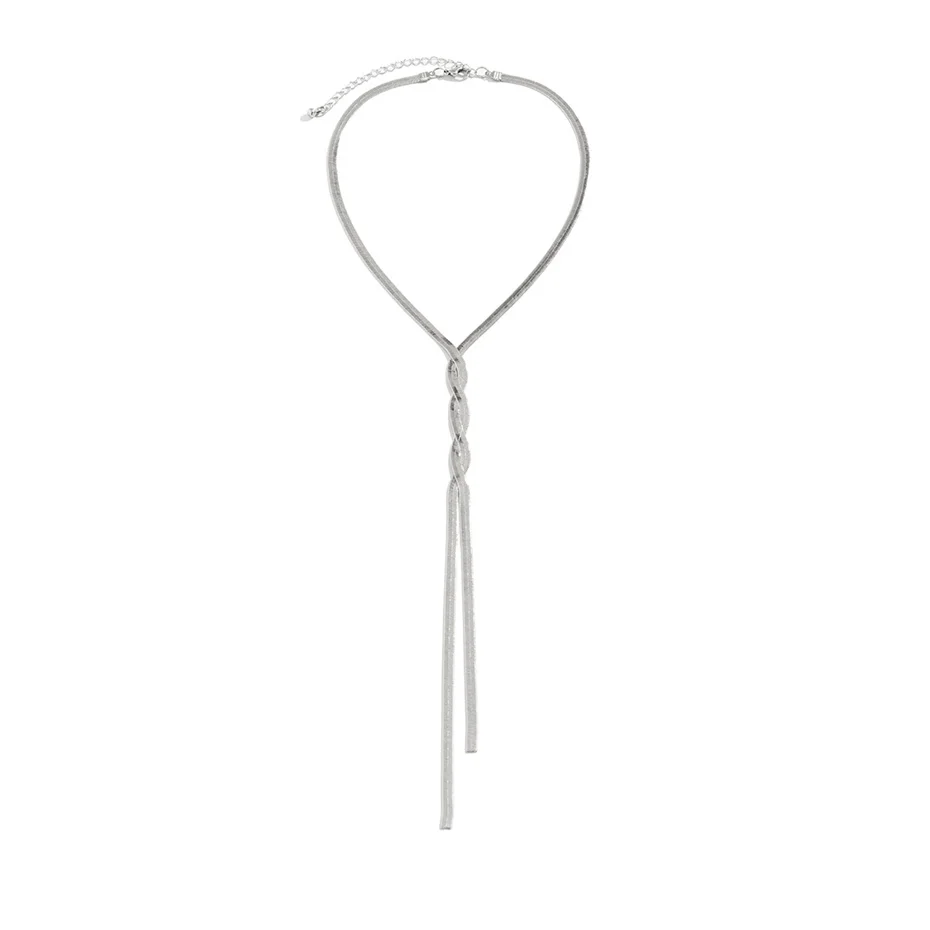 Ingemark Kpop Einstellbare Flache Schlange Lange Kette Halskette für Frauen Mi Temperament Weben Link Choker Brust Hals Schmuck Geschenk Neue – Detail 15