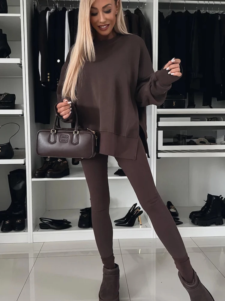 

FSMG Casual Yoga Skinny Pants+Loose Tracksuits Outfits Women's O-Neck Long Sleeve pullover Tops+Pants Sets Comfortable Homewear