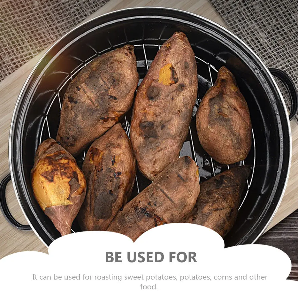 

1Set Baking Pan for Roasting Sweet Potatoes Covered Round Roaster Humanized Handle Design Easy Hold Kitchen Baking Gadget