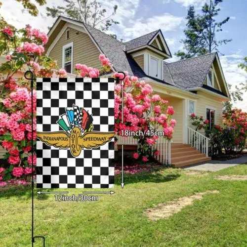 Indy Automobile Race Garden Flag Vertical Double Sided Outdoor Yard 12X18 Inch