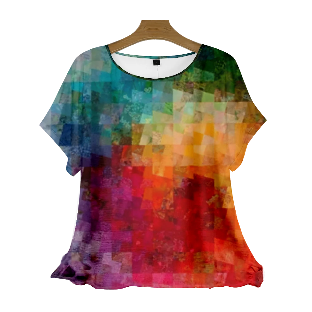 Letnia koszula Tie Dye Bluzka z krótkim rękawem Stylowa moda Streetwear Damska koszula Harajuku O-Neck Basic Top Chic Blusas De Mujer