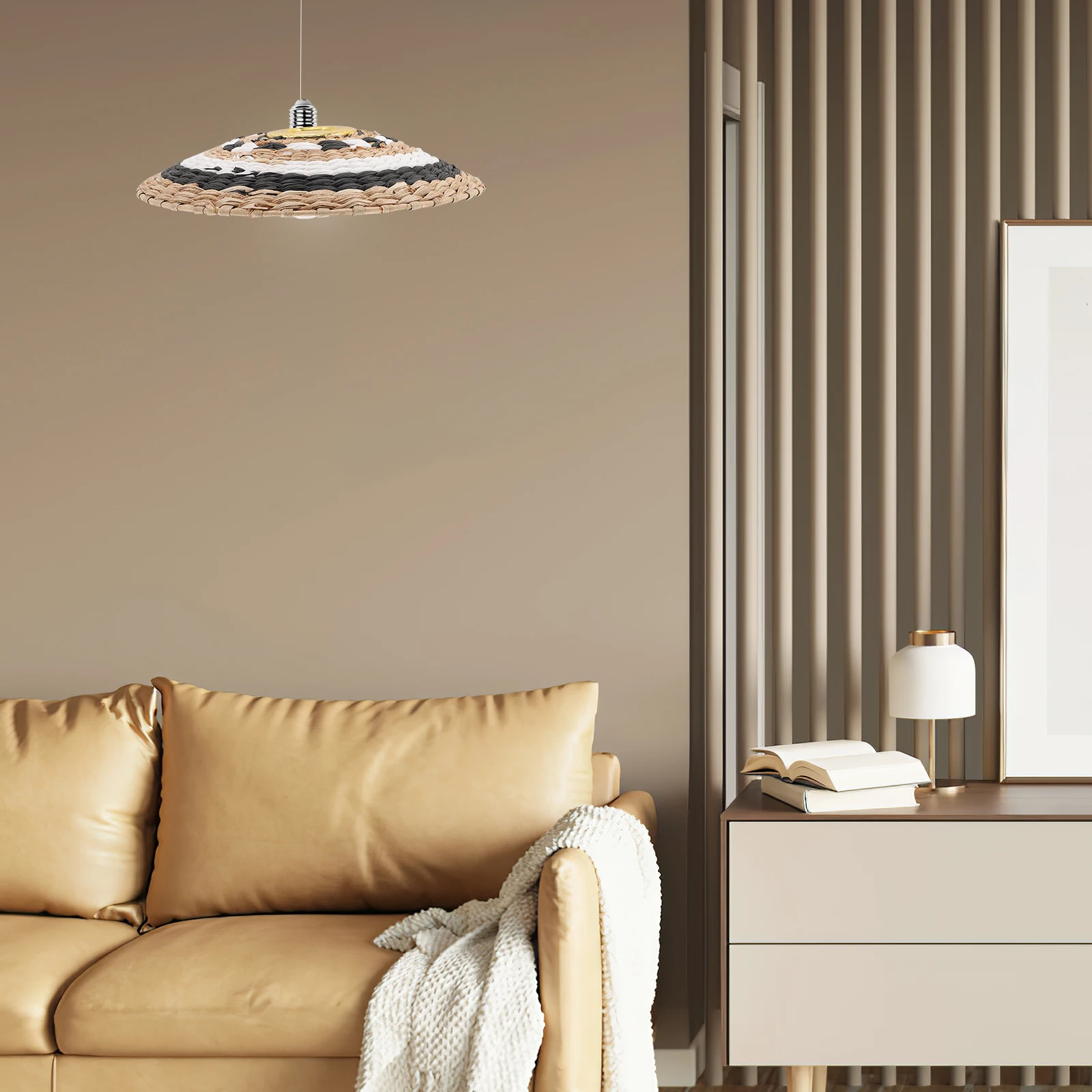 

Woven Lampshade Rustic Pendant Light Cover Hanging Lamps Shade For Pendant Lamp Kitchen Cafe Living Room Bedroom Decor Lamp