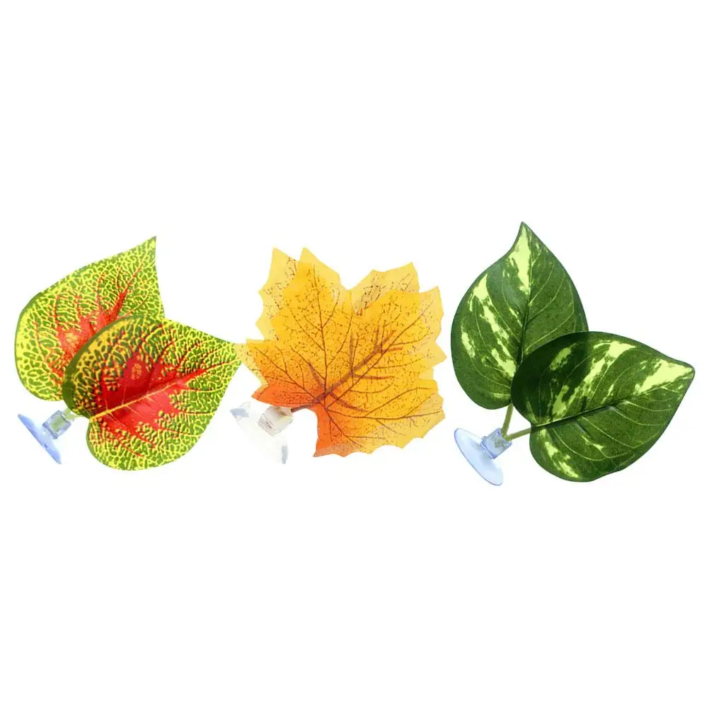 

3 Pcs Artificial Leaf Hammock Betta Fish Tank Decorations Easy Apply Suction Cup Aquarium PlantsDurable Plastic
