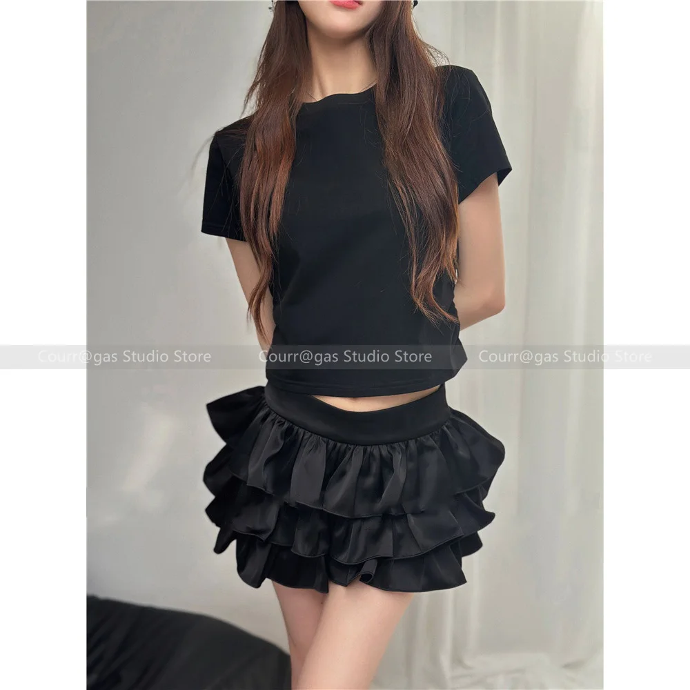 

Sweet girl style niche ruffled pleated cake layer design absolutely beautiful half-body skirt short skirt female