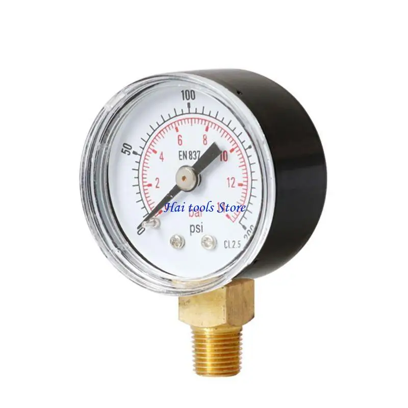 X37E Dial Type Pressure Gauge Bottom Mount 15/30/60/100/160 /200/300 PSI & Bar Useful
