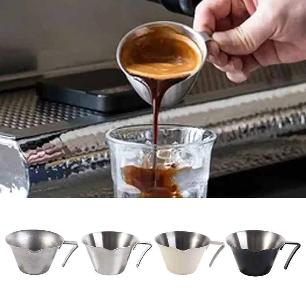 Stainless Steel Espresso Measuring Cup Ergonomic Handle V-Shaped Spout Coffee Measuring Jug 100ml with Scale Espresso Shot Pot