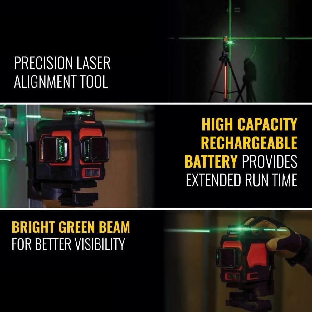 Nível de laser autonivelante ZZZS com aviões verdes brilhantes de 3x360 graus, bateria recarregável, montagem magnética