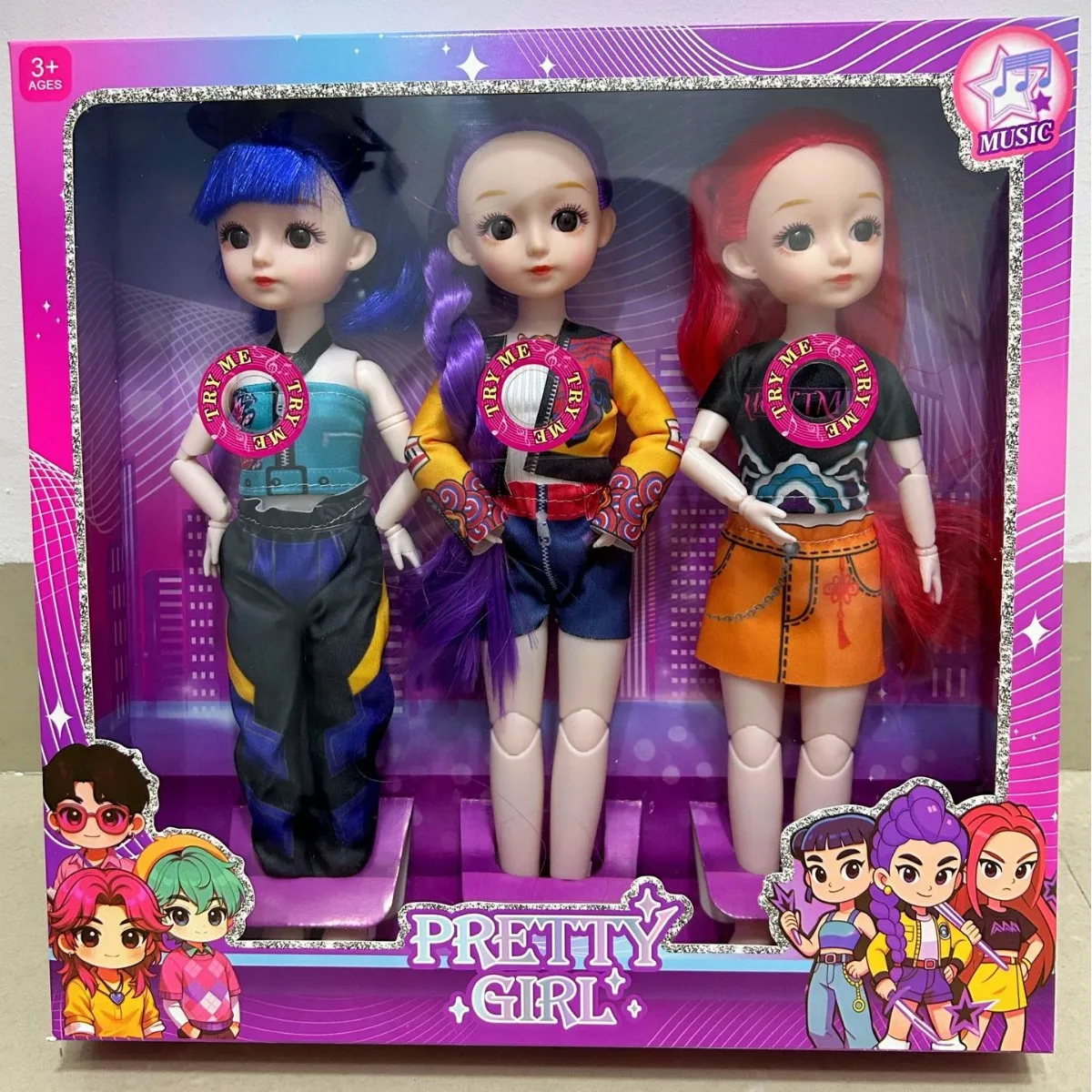 New K-POP Demon-Hunting Girl Group Band 11.5-Inch Jointed 3D Eye Toy Figurine Desktop Decoration Gift