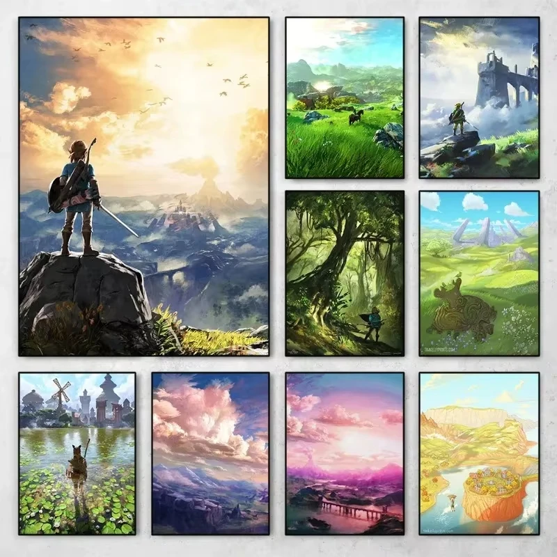Hyrule Villagepintura en lienzo de Zelda
