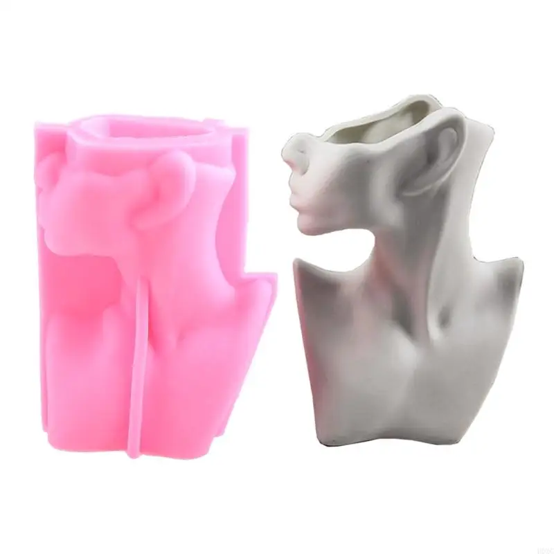 

H0XC Human Body Vase Silicone Mold Succulent Flowerpot Clay Cement Plaster Molds