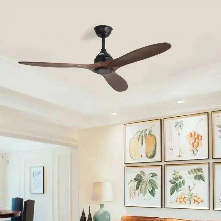 New 42'' 52'' 60'' 70'' 88'' 3 Solid Wooden Blades Black White Ceiling Fan With Light All Copper Motor Forward