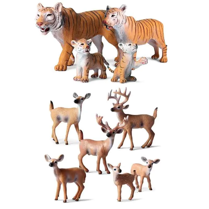 Solid Simulation Wild Animal Model Set Lion Tiger Giraffe Rhino Zebra Ox Buffalo Figure Realistic PVC Figurines Collection view 3