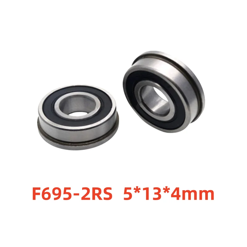 50pcs/100pcs F695-2RS Bearing 5*13*4 mm ABEC-1 Flanged Miniature F695 RS Ball Bearings F695RS For VORON Mobius 2/3 3D Printer