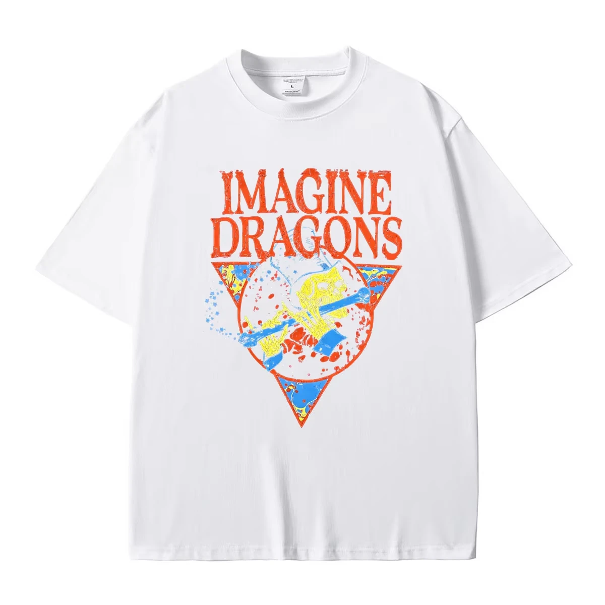 Imagine Dragons Hit Rock Band Skull Graphic Print Unisex Pure Cotton Loose Plus‑Size Hip‑Hop Casual Women And Men T-shirt