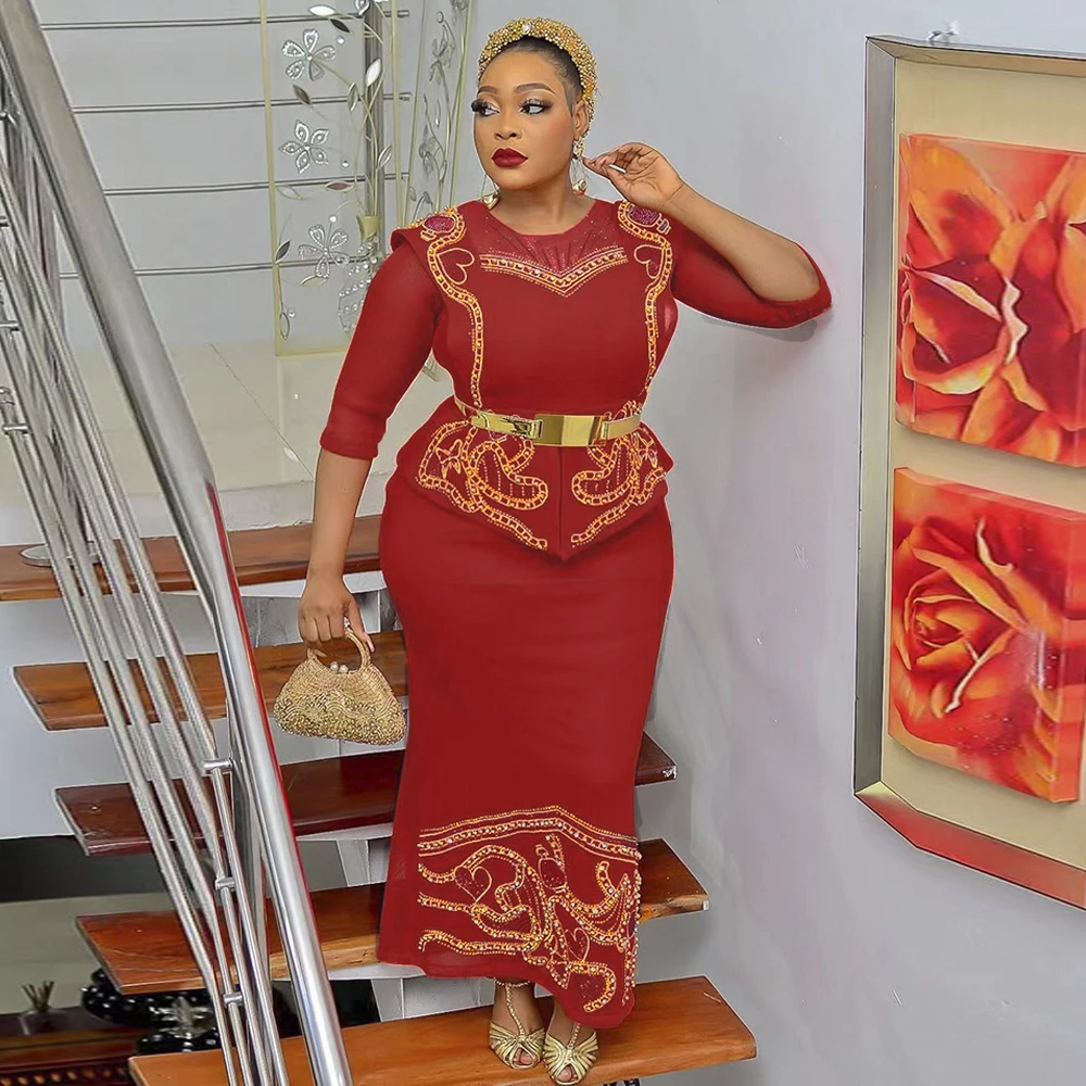 MD-Vestidos Elegantes de talla grande para mujer, traje de noche africano, Vestido largo de fiesta para mujer, trajes Ankara Dashiki, novedad de 2023