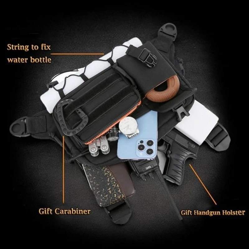 タクティカルチェストバッグ メンズベスト EDC 防水 盗難防止 チェストパック リグ アウトドア サイクリングバッグ ランニング フロントチェストパック