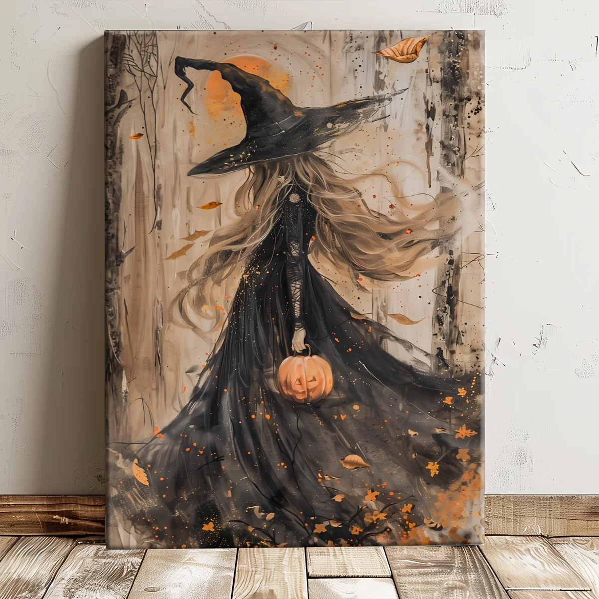 1 قطعة قماش ساحرة للخريف بإطار من الصنوبر |   موضوع الغابة الغامضة |   غرفة المعيشة/غرفة النوم/الممر ديكور الهالوين