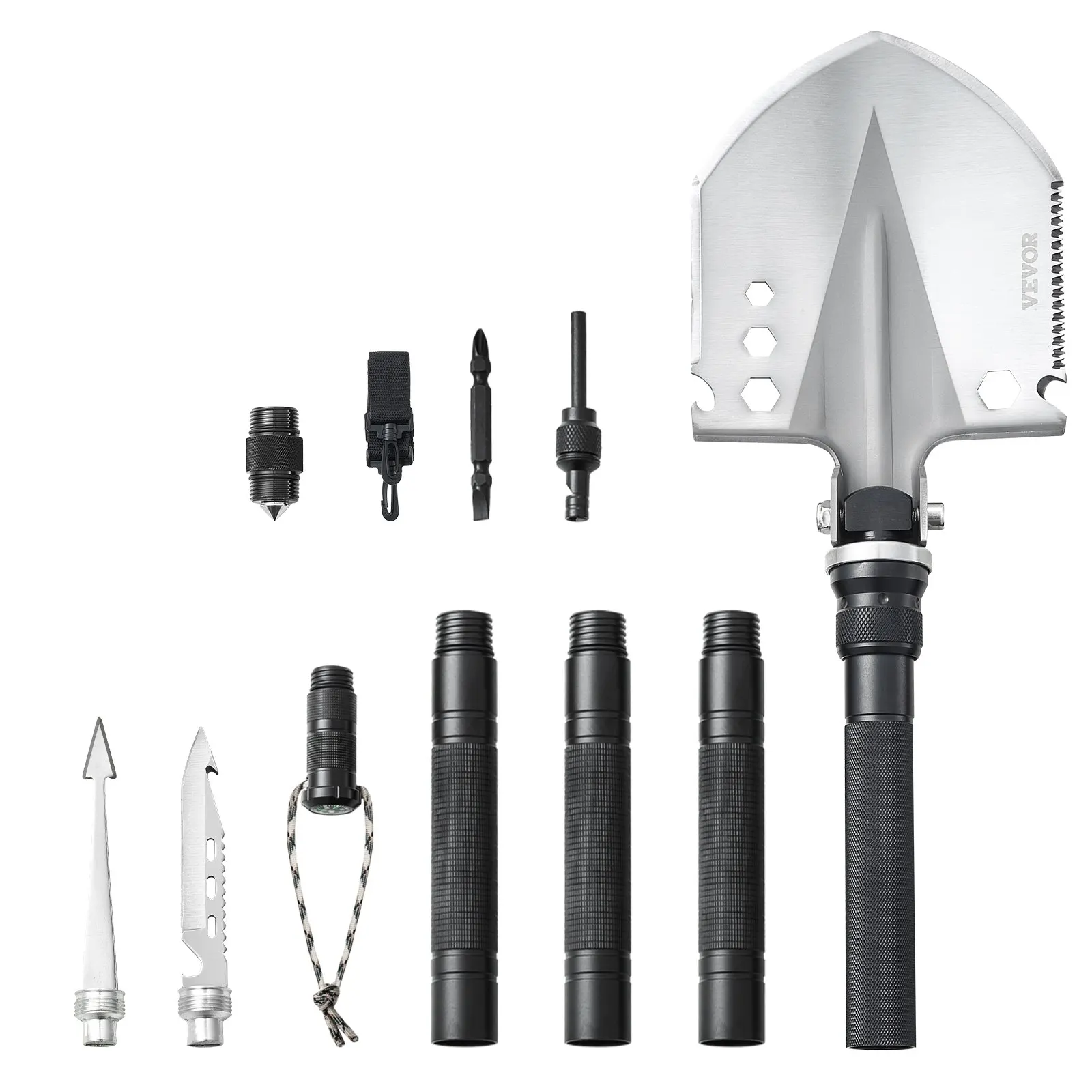 

Survival Shovel, 13 In 1 Camping Shovel Folding Multitool, Military Grade Portable Compact Tactical Shovel, Multifunction For