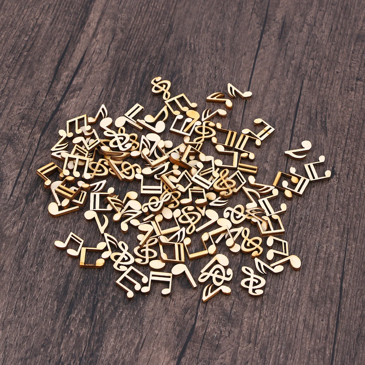 

100Pcs Wooden Musical Notes Natural Color Smooth Surface Durable Craft Material Christmas Wooden Slice Decor Wood Slice