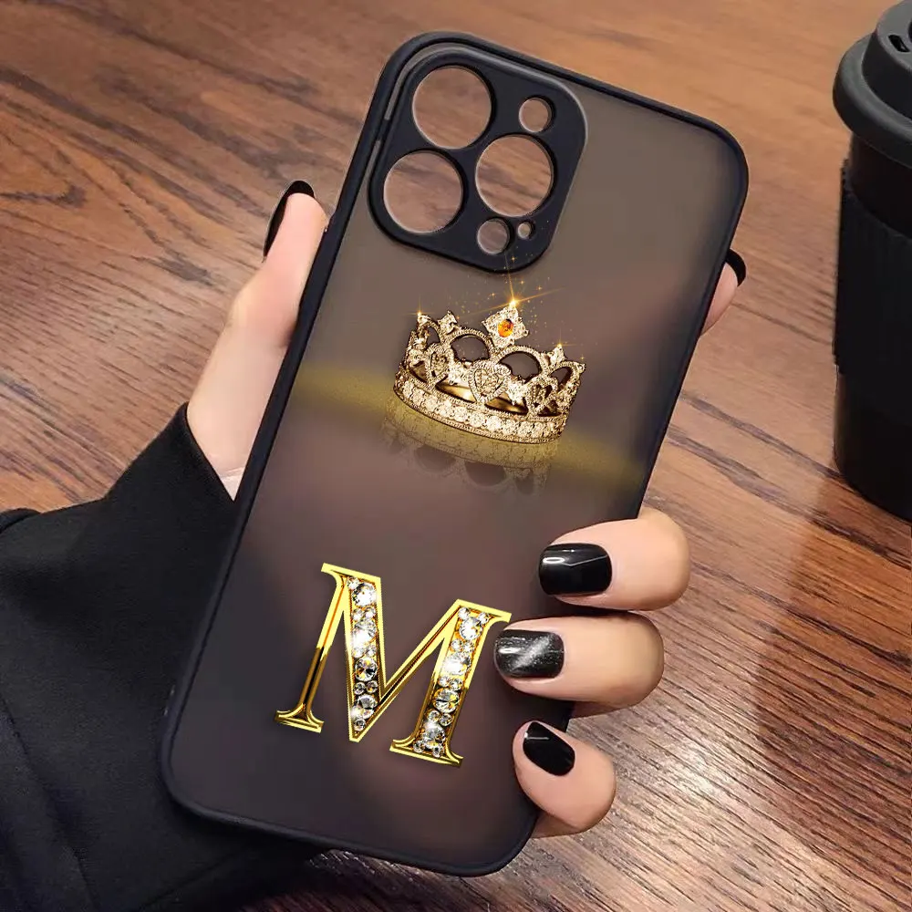 Fashion Crown Golden The letters K To S Cover Matte Case For OPPO RENO 2F 2Z 3 4 4F 5 5F 6 7 7Z 8 8T Find X5 LITE RPO Case Funda