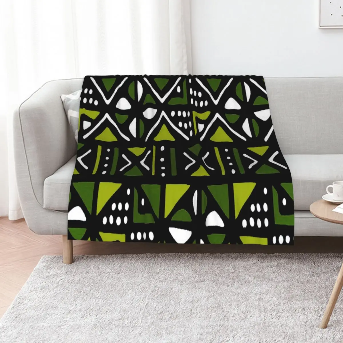 

Lime Green Mudcloth African Tribal Print Throw Blanket Baby Thin valentine gift ideas Luxury Throw Blankets