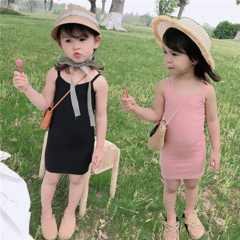 2024 New Girls Summer Dress Girls elegant dresses  Sling Dress lovely Daily Casual Clothing for Child Girl 2-12Year