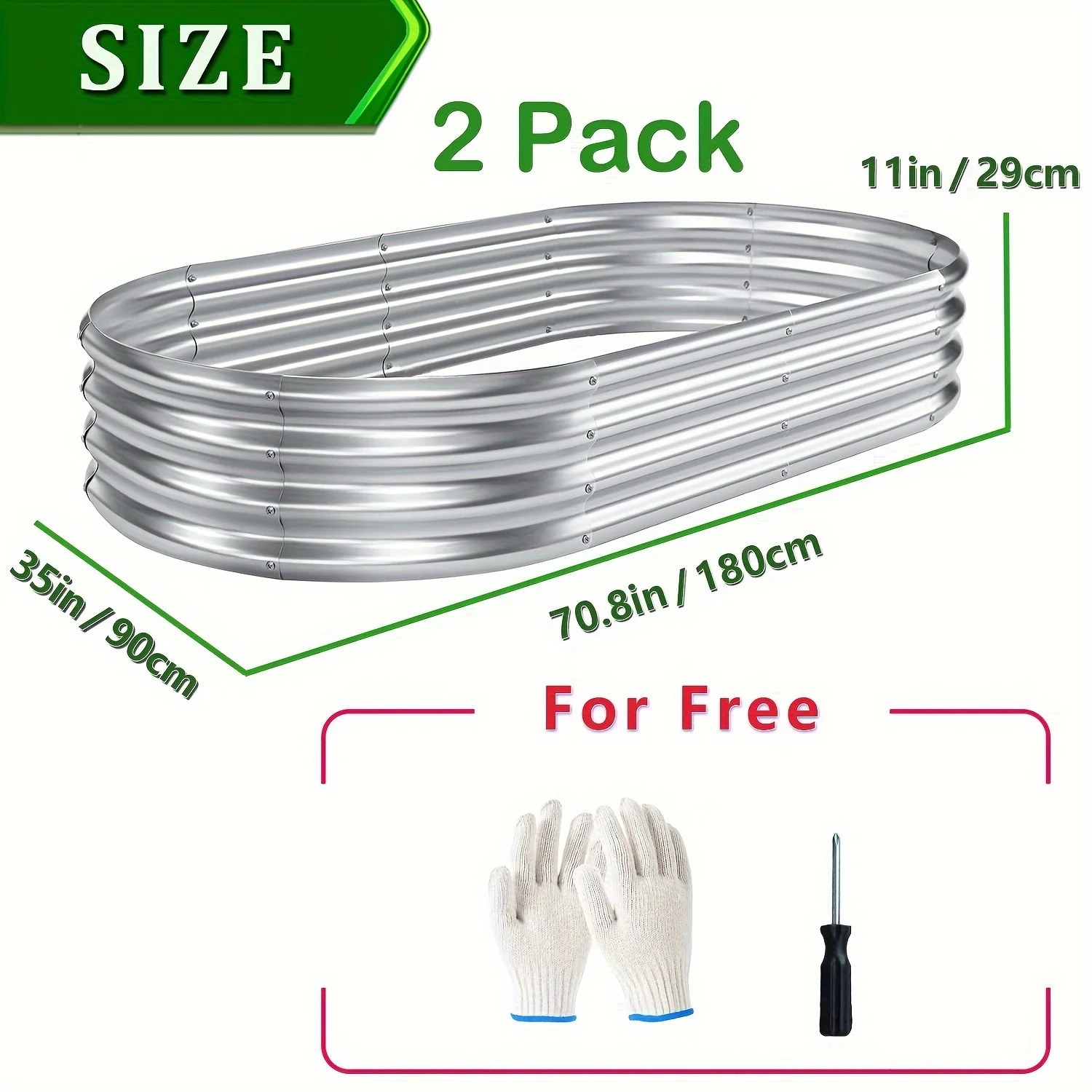 2Pack Galvanized Raised Garden Bed Garden Box Outdoor Garden Galvanized Planting Box Suitable for Growing Vegetables,