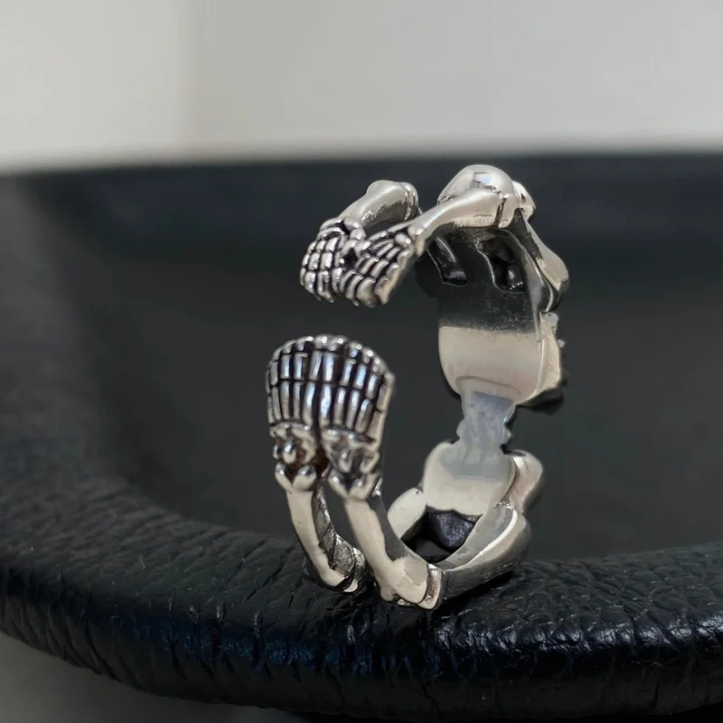 Unisex 925 Silver Skeleton Adjustable Ring