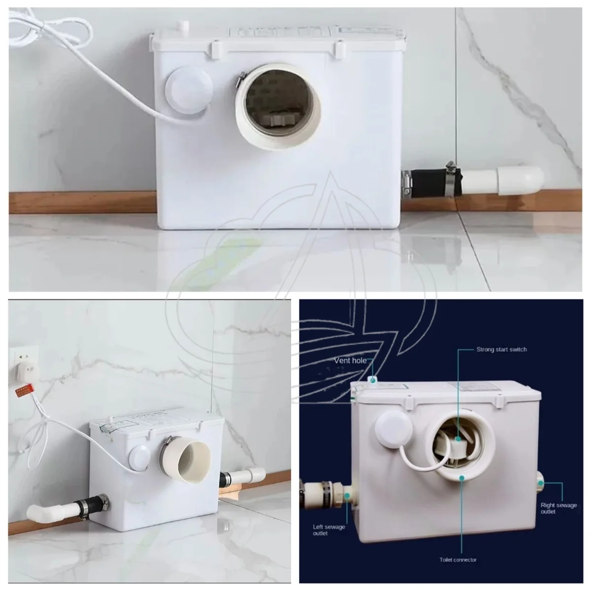 500W Automatic Sewage Macerator Lift Pump, Electric Sanitary Pulverizer for Toilet Bathtub Sink Septic Tank
