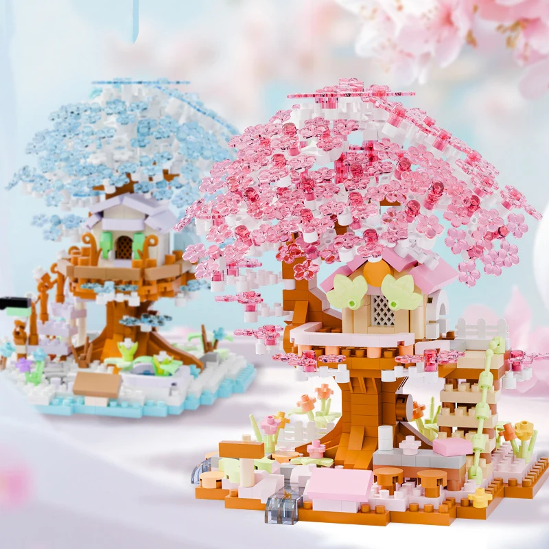 

Flowers Sakura Bricks Construction Set Adult Micro Building Blocks Toys for Children Girl 6 Year Gift House Mini Blocks Kids Toy